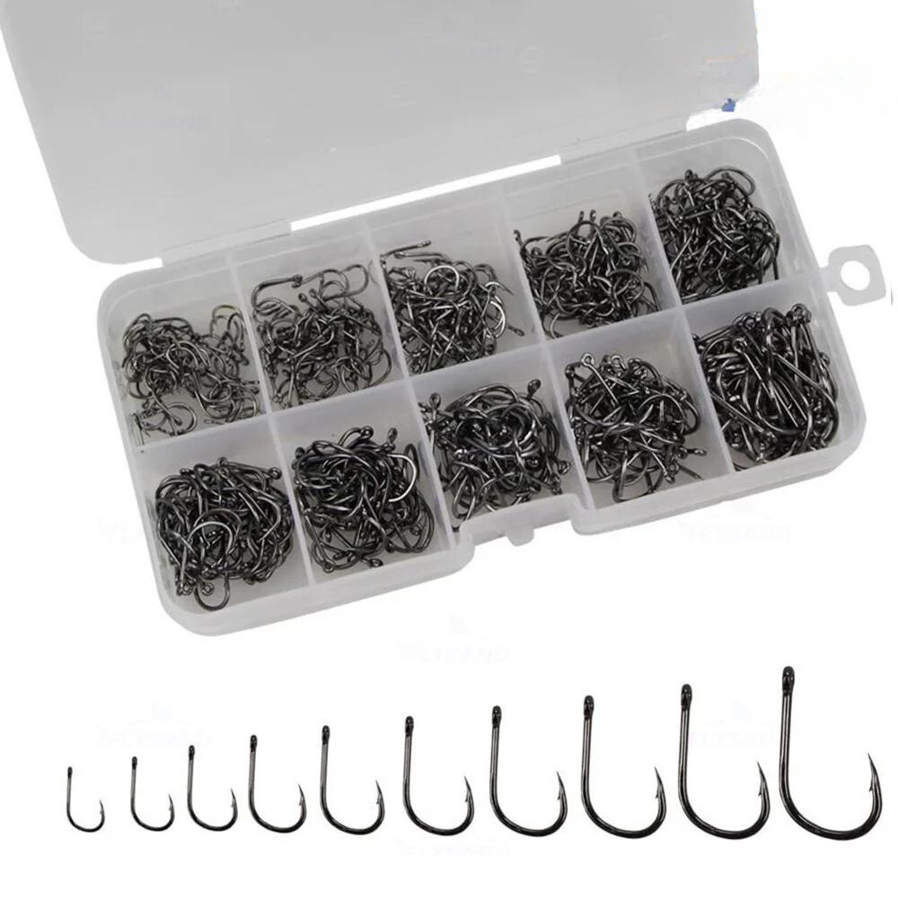 Kit de Anzol 100 ou 500 Unidades de Aço Carbono Flysand