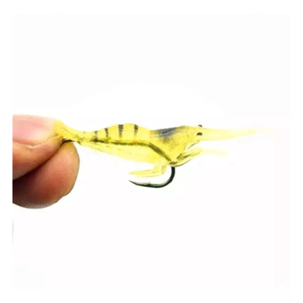 Kit Com 10 Iscas Artificiais Camarão Aromatizado De Silicone Com Anzol