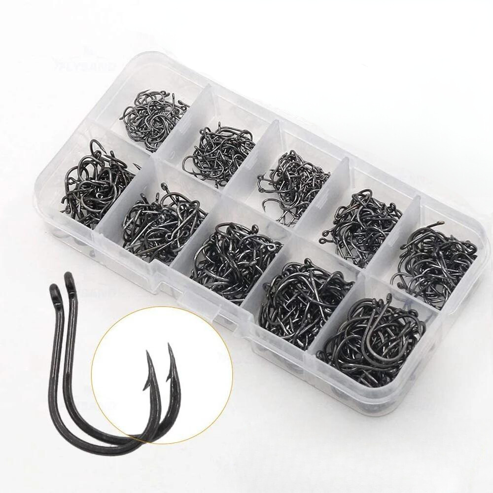 Kit de Anzol 100 ou 500 Unidades de Aço Carbono Flysand