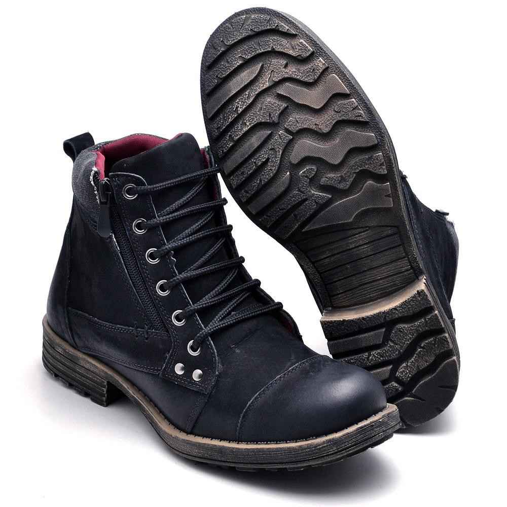 Bota Masculina Couro Casual Preto