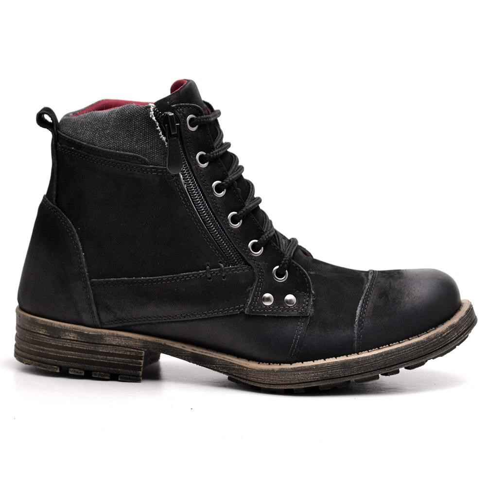 Bota Masculina Couro Casual Preto