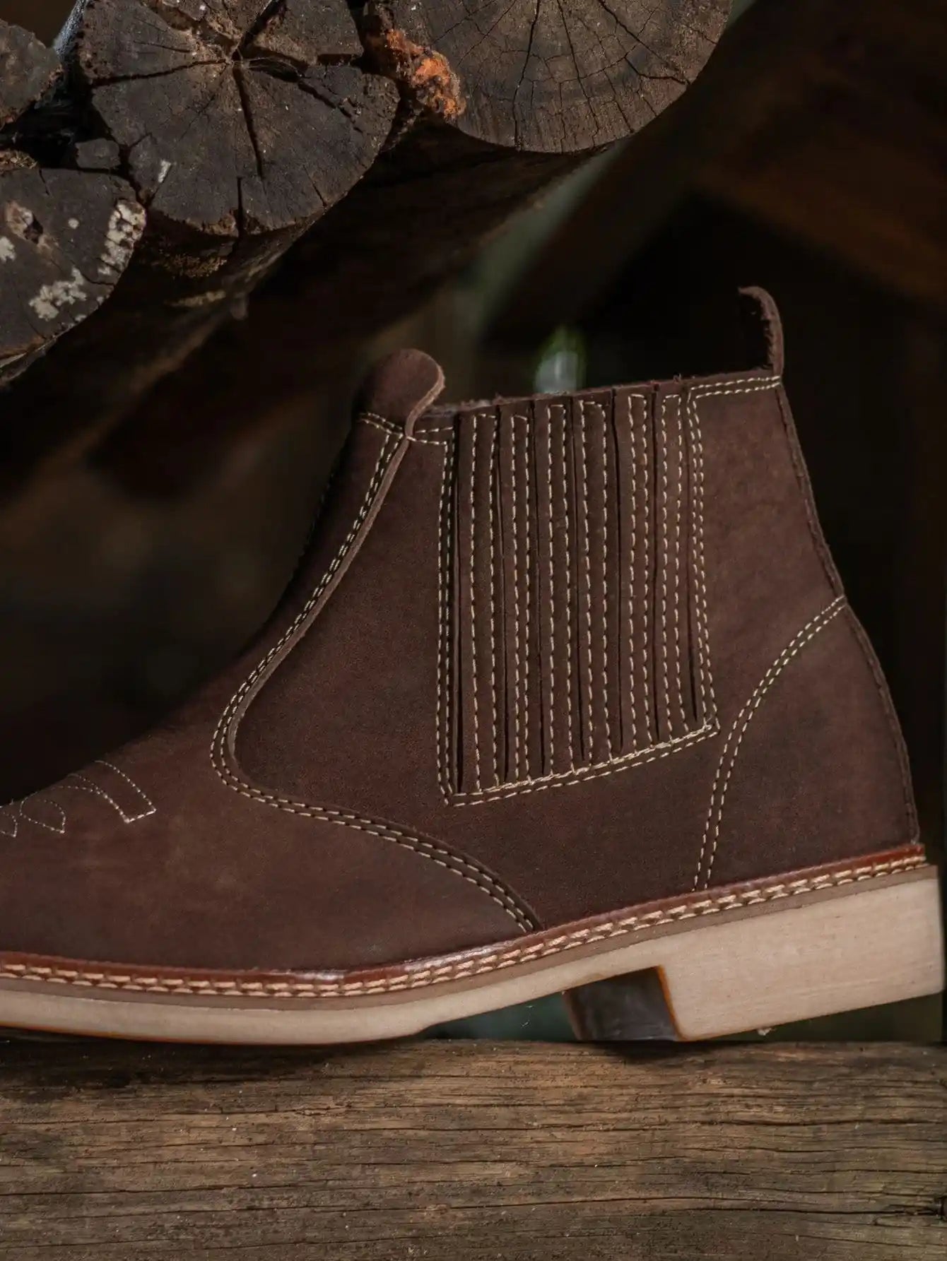 Botina Masculina Fazenda em Couro Marrom