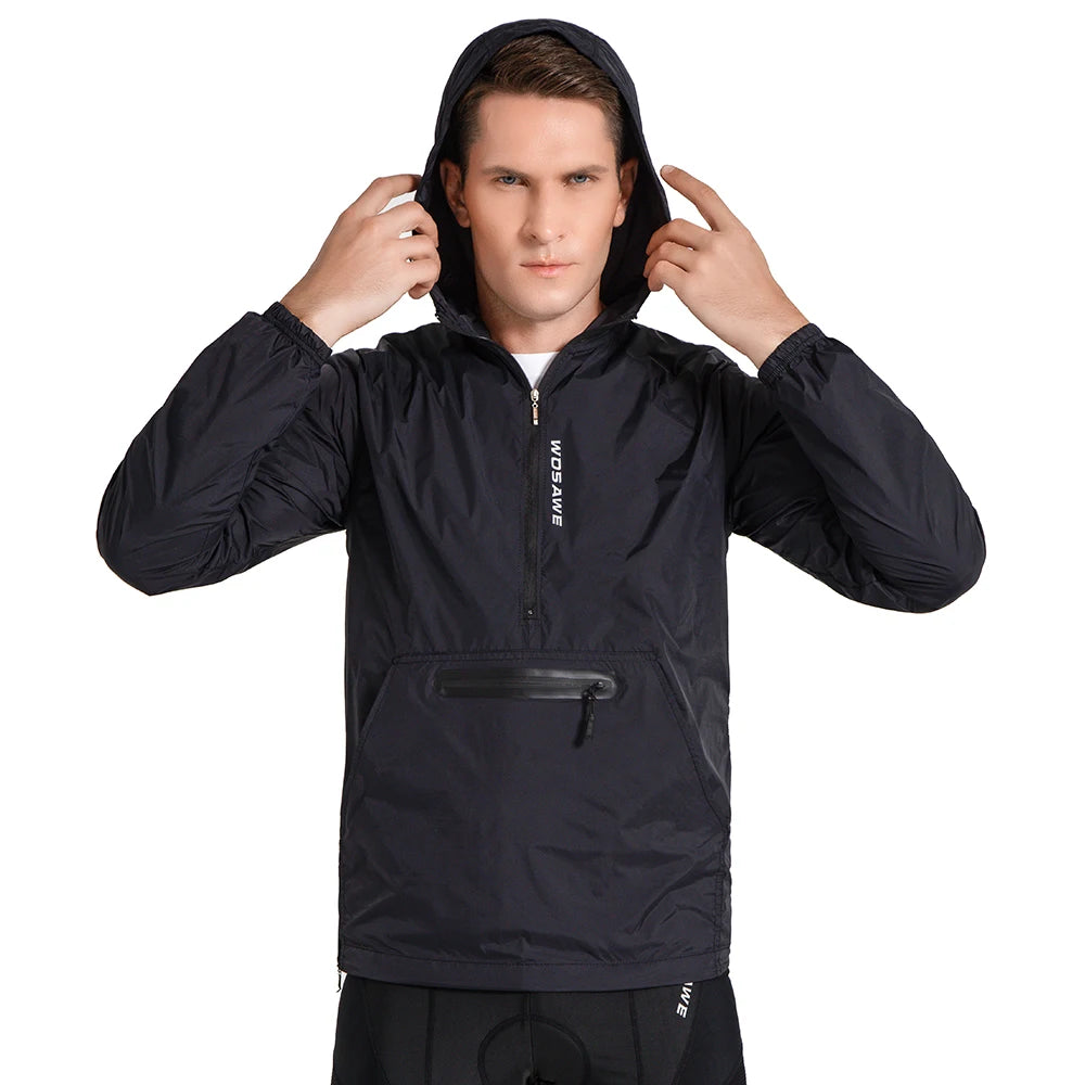 Jaqueta Masculina Corta-Vento com Capuz Ciclismo