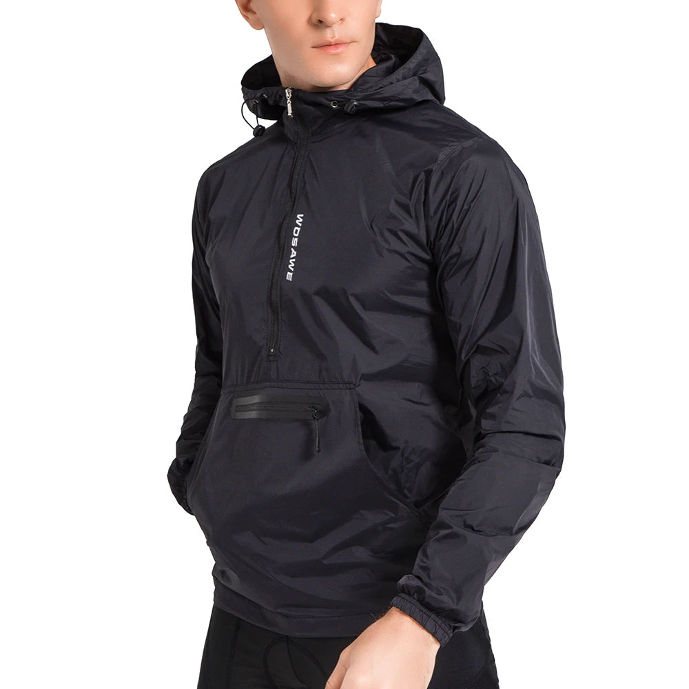 Jaqueta Masculina Corta-Vento com Capuz Ciclismo