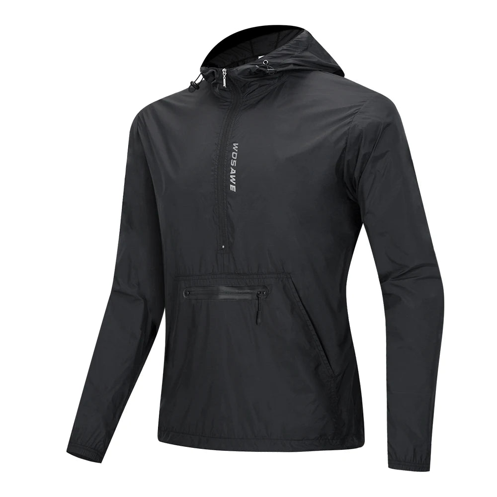 Jaqueta Masculina Corta-Vento com Capuz Ciclismo