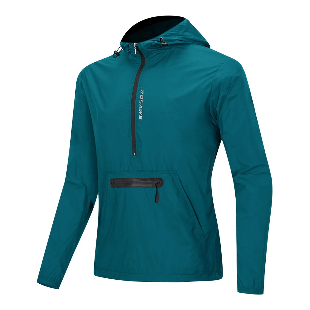 Jaqueta Masculina Corta-Vento com Capuz Ciclismo