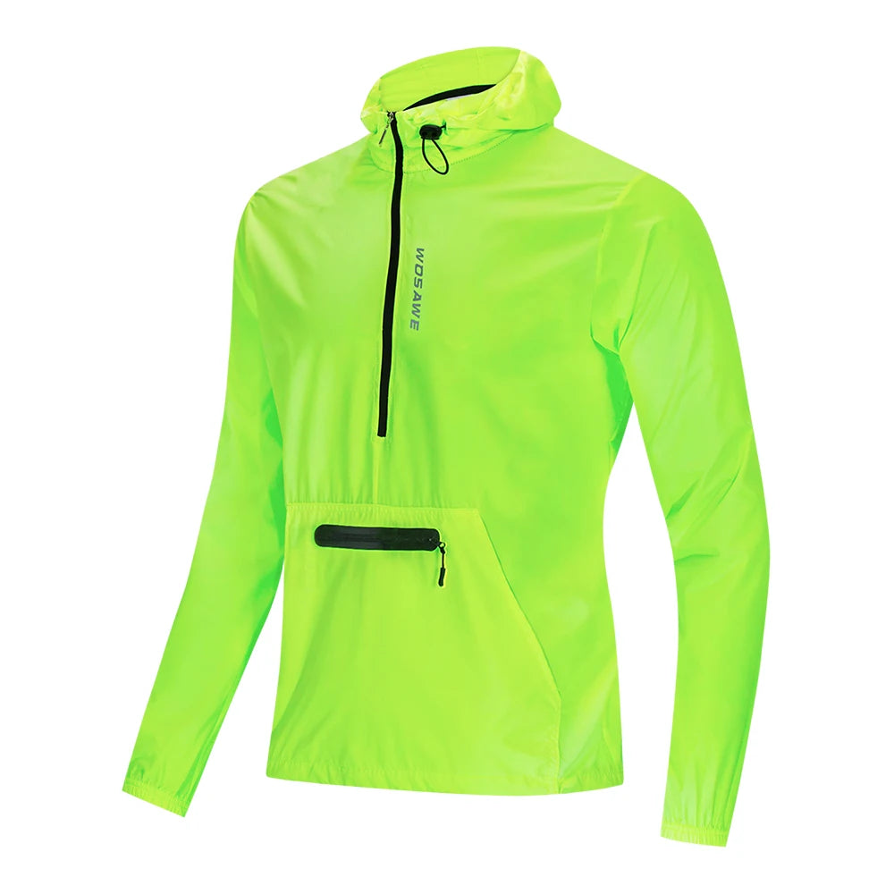 Jaqueta Masculina Corta-Vento com Capuz Ciclismo