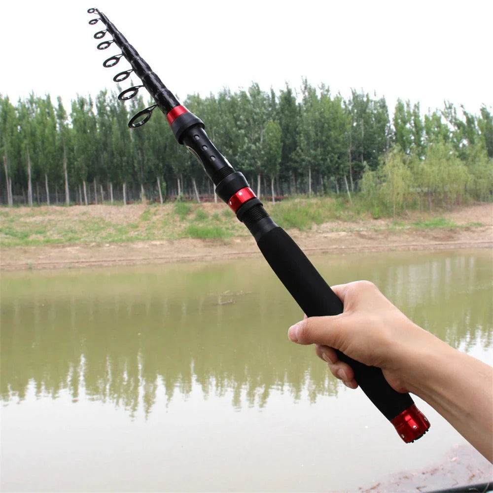 Vara Telescópica Carbon Max Pull 10kg Molinete 1.8m A 3.0m