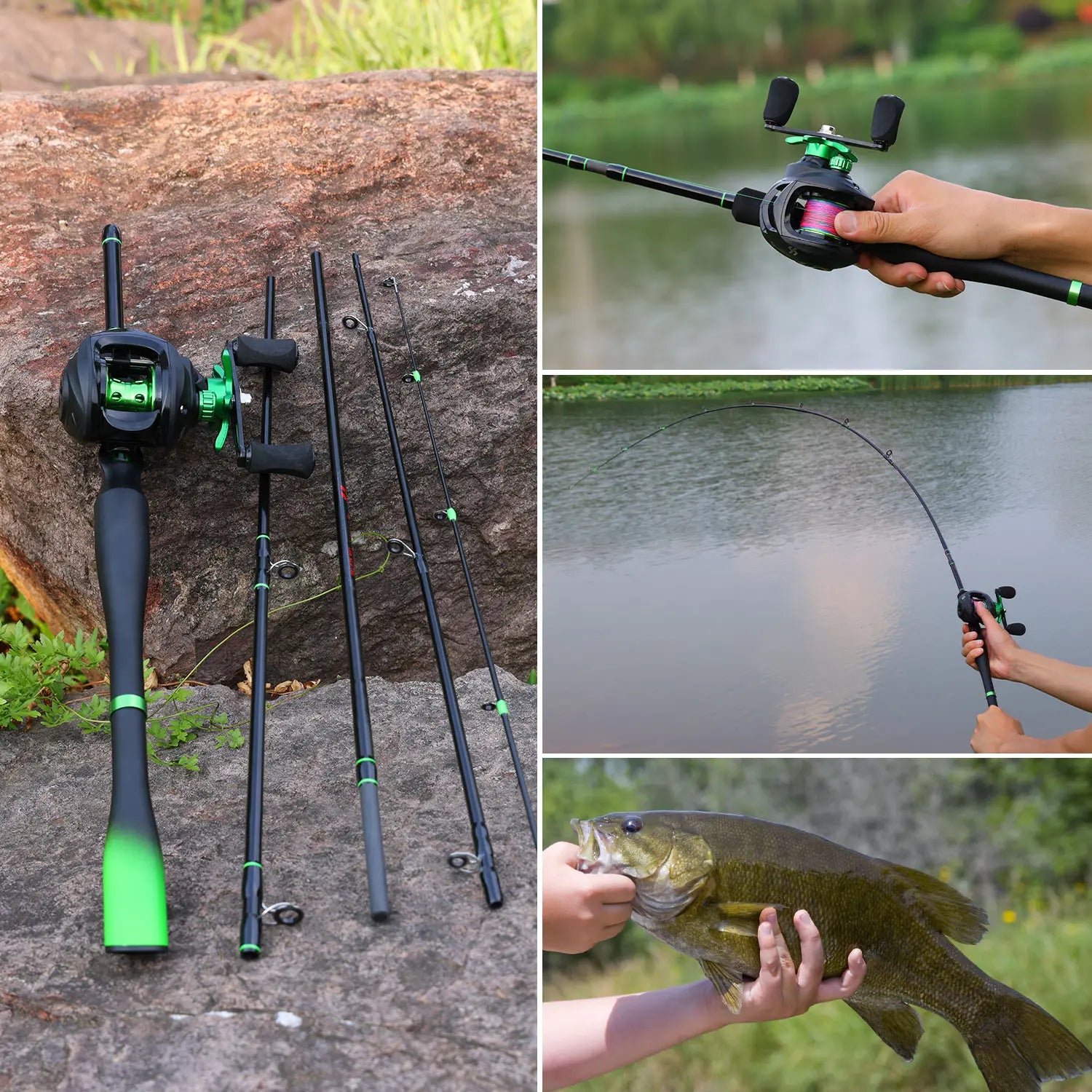 Kit Completo de Pesca – Vara de Fibra de Carbono, Carretilha 10kg e Iscas Artificiais