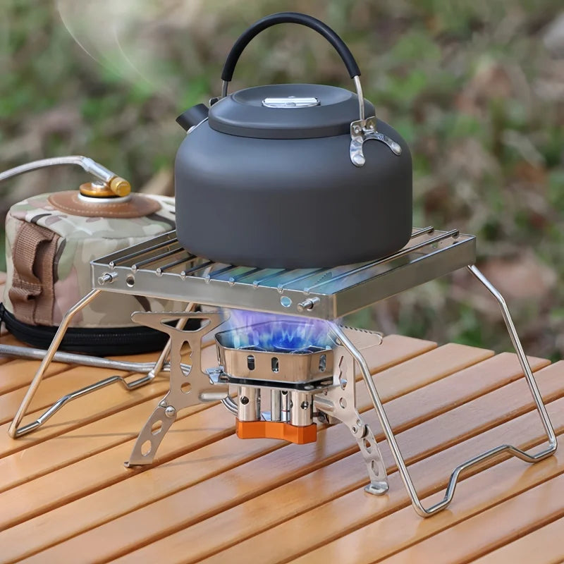 Grelha Portátil de Aço Inoxidável para Acampamento
