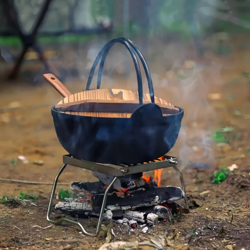 Grelha Portátil de Aço Inoxidável para Acampamento