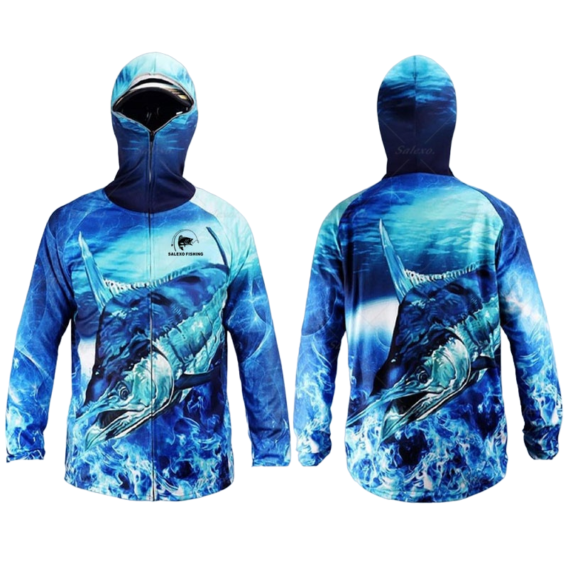 Camisa De Pesca Masculina Com Proteção de Rosto