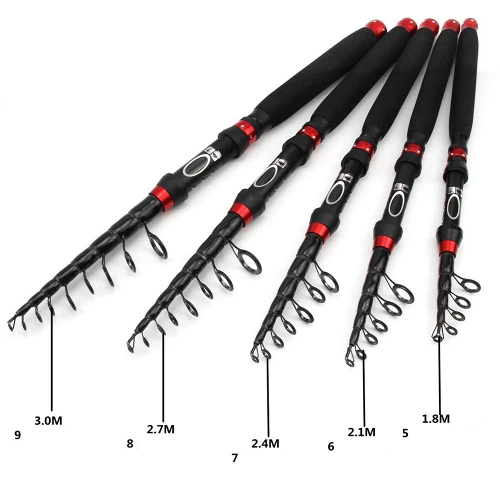 Vara Telescópica Carbon Max Pull 10kg Molinete 1.8m A 3.0m