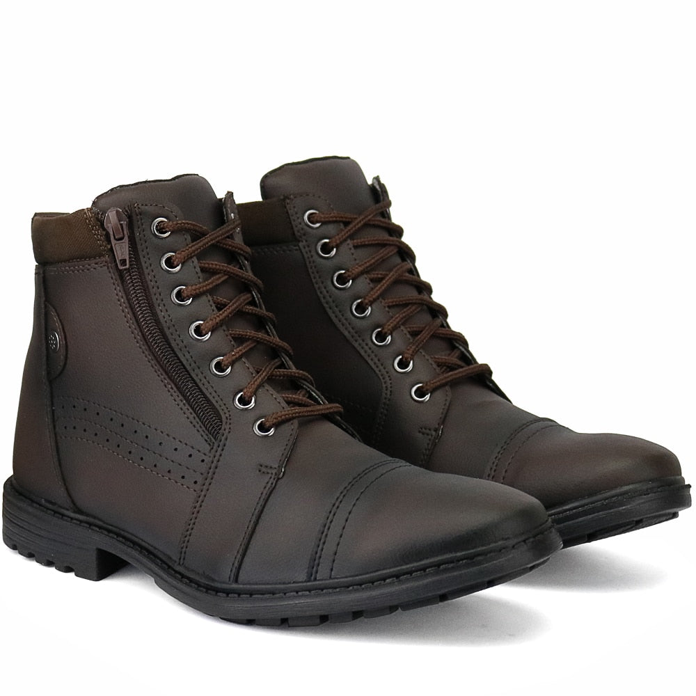 Bota Masculina Casual Cano Médio Café