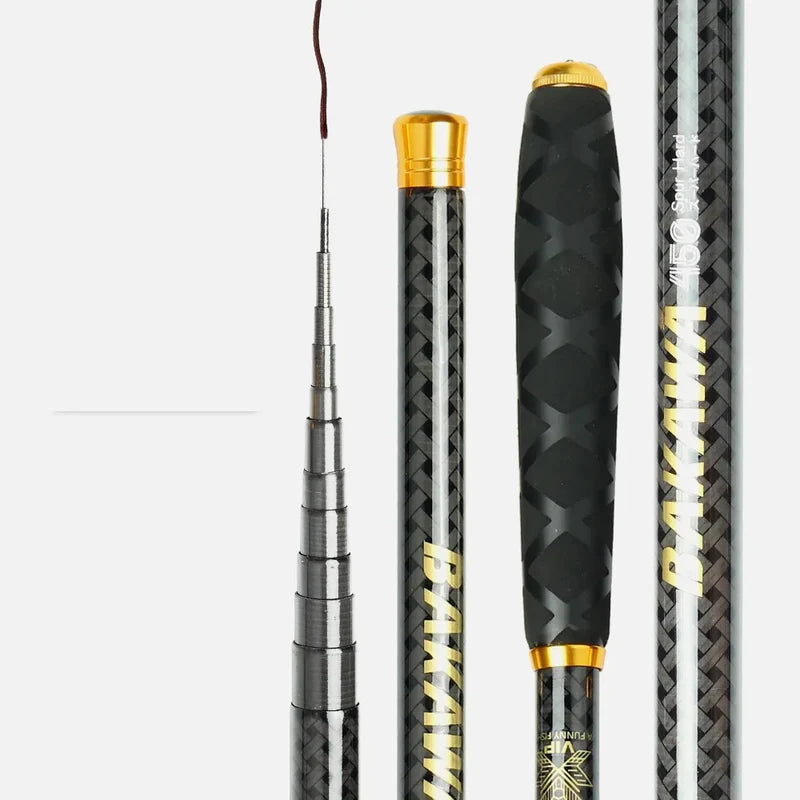 Vara de Pesca Telescópica de Carbono Ultra Leve e Resistente