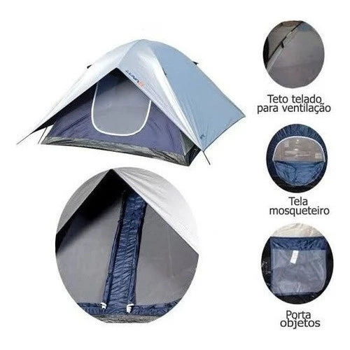 Barraca Camping Mor Luna 4 Pessoas Impermeável Sobreteto