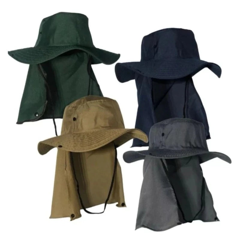 Chapéu Australiano Pescador Com Capuz Proteção Solar