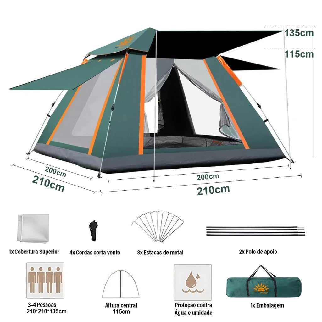 Barraca De Acampamento Automática 3/4 Pessoas