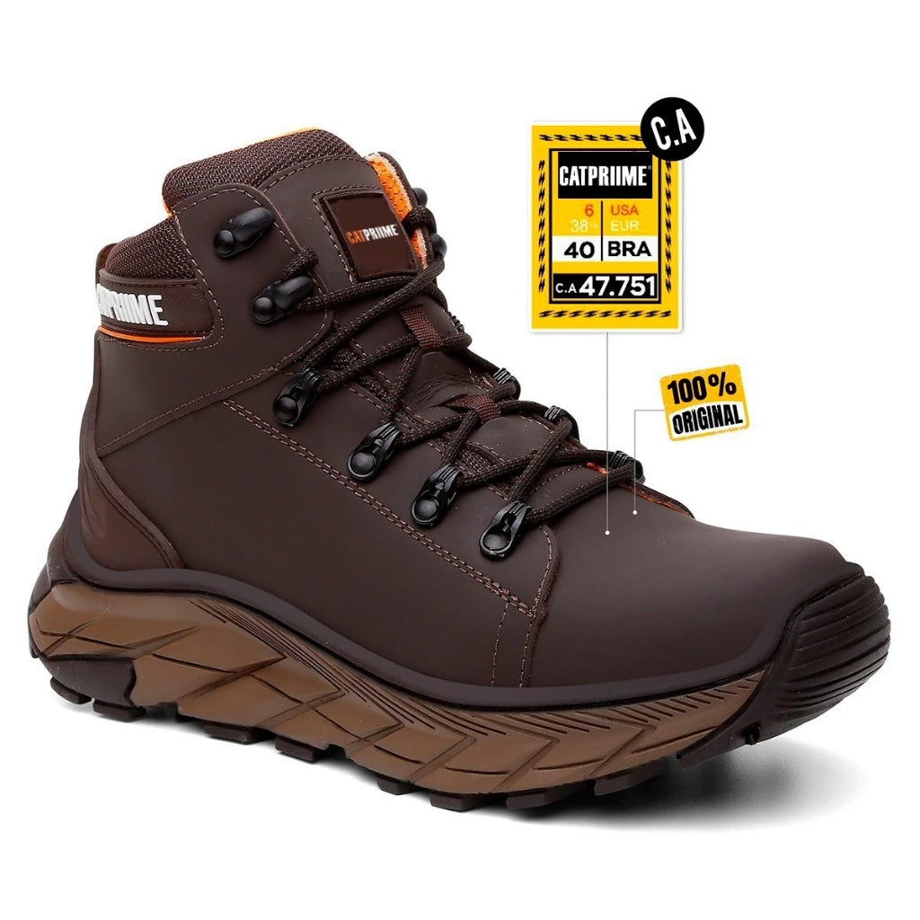 Bota Masculino Coturno Trilha Trabalho Segurança Couro Conforto