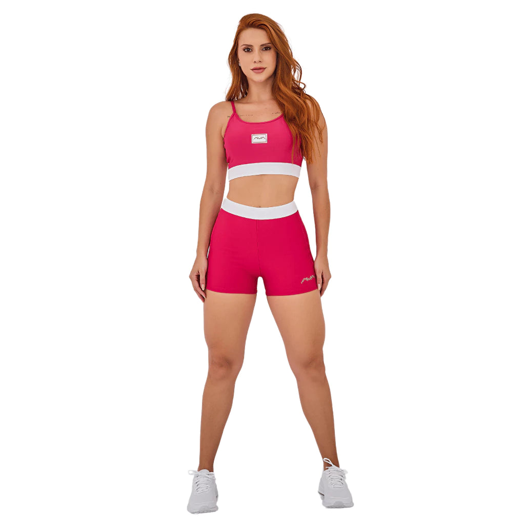 Conjunto Feminino Academia Suplex Top e Short Com Elástico