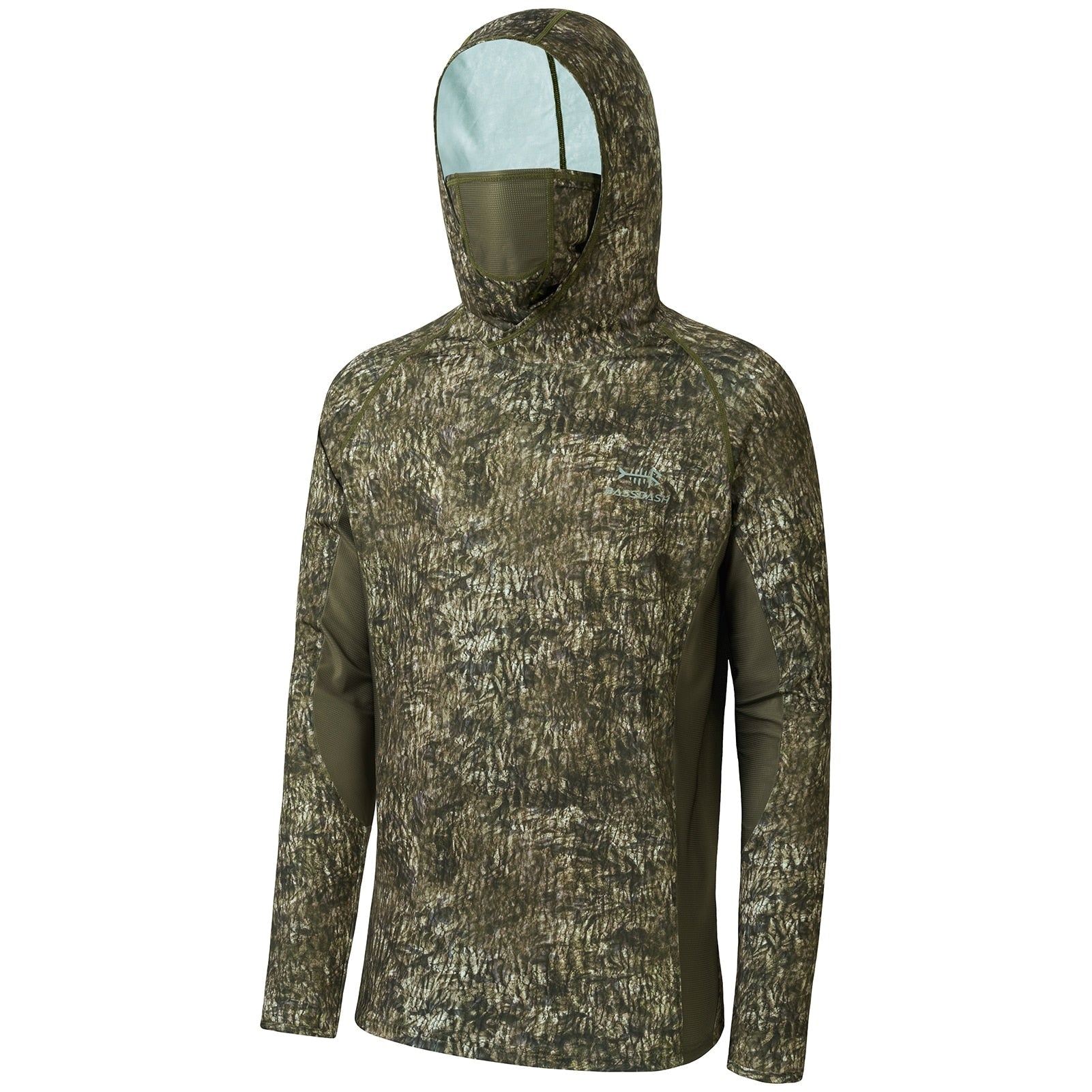Camisa de Pesca Camo UV50+ com Capuz e Máscara