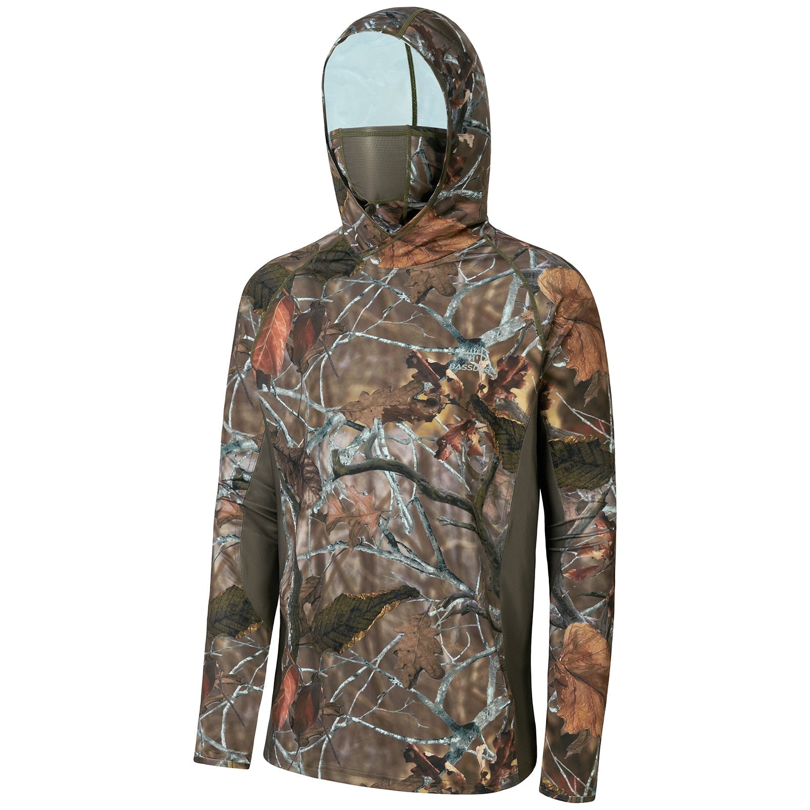 Camisa de Pesca Camo UV50+ com Capuz e Máscara