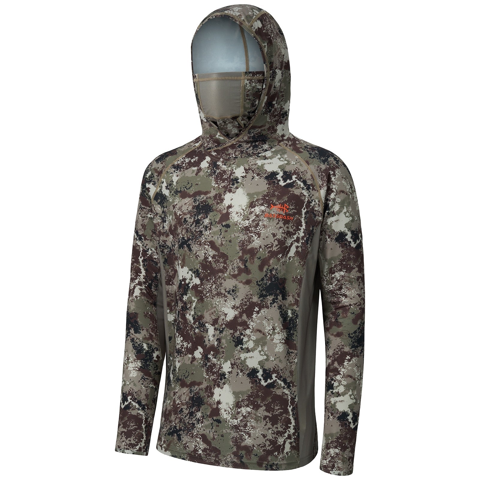 Camisa de Pesca Camo UV50+ com Capuz e Máscara