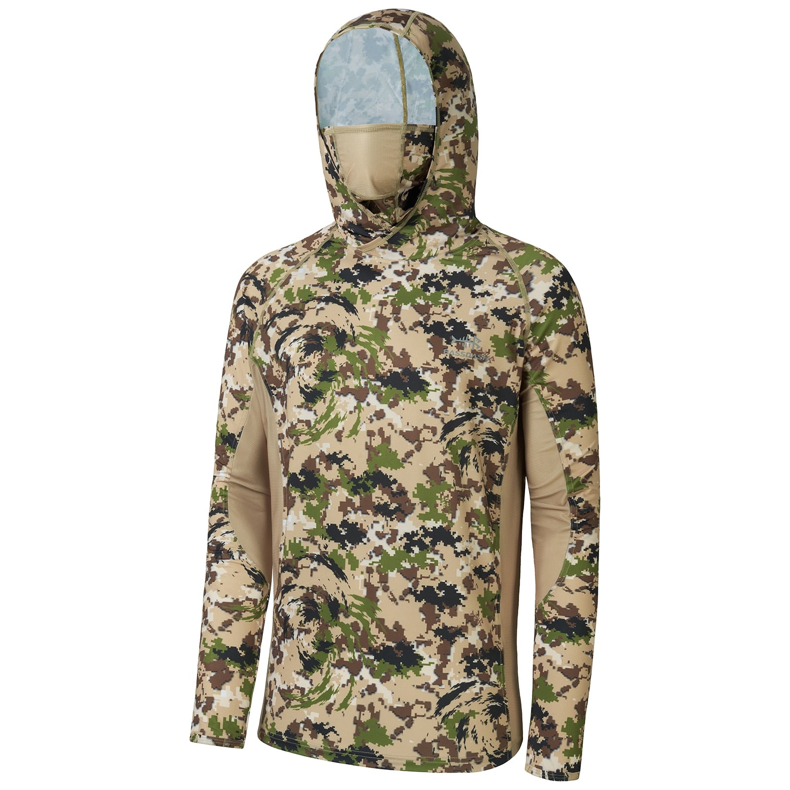 Camisa de Pesca Camo UV50+ com Capuz e Máscara