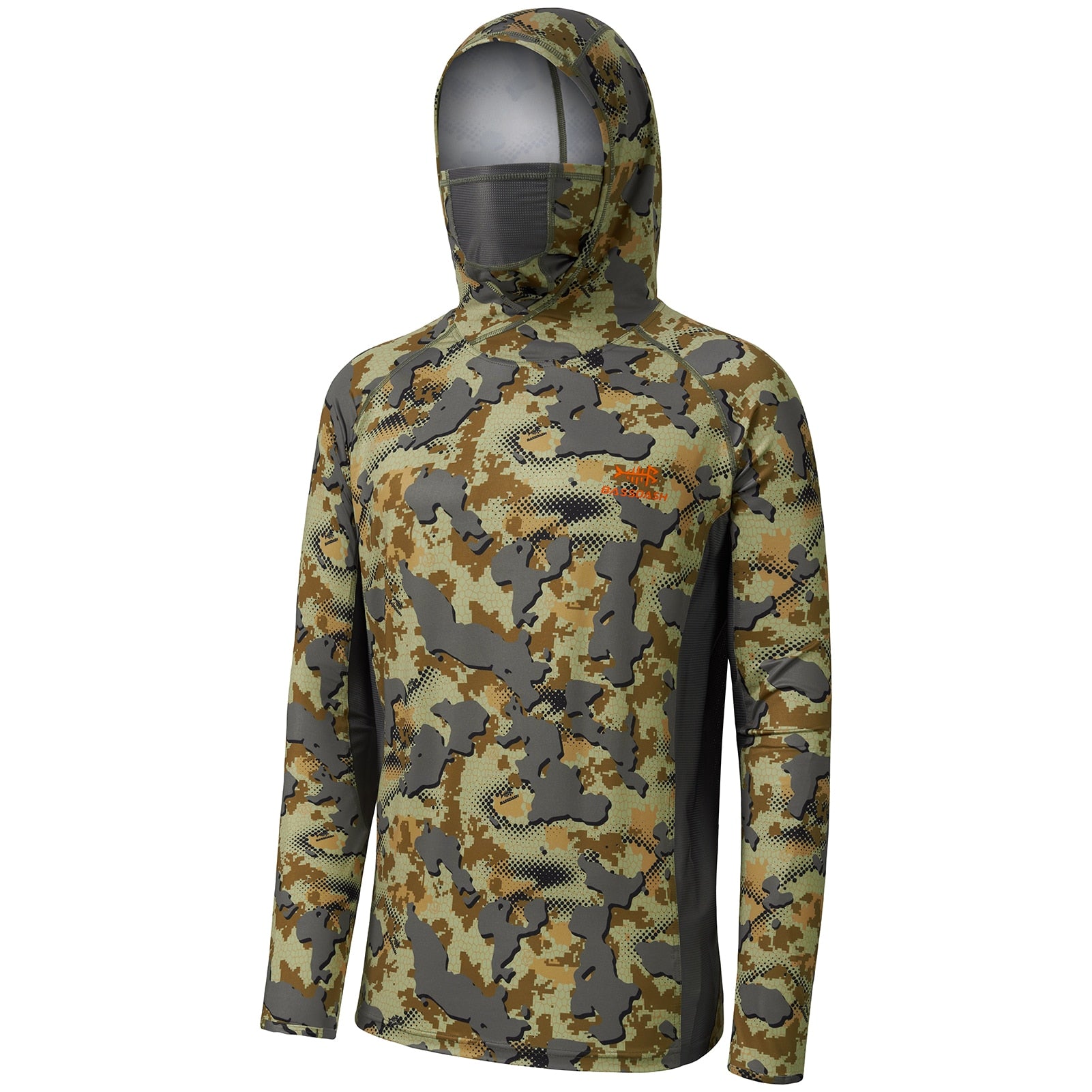 Camisa de Pesca Camo UV50+ com Capuz e Máscara