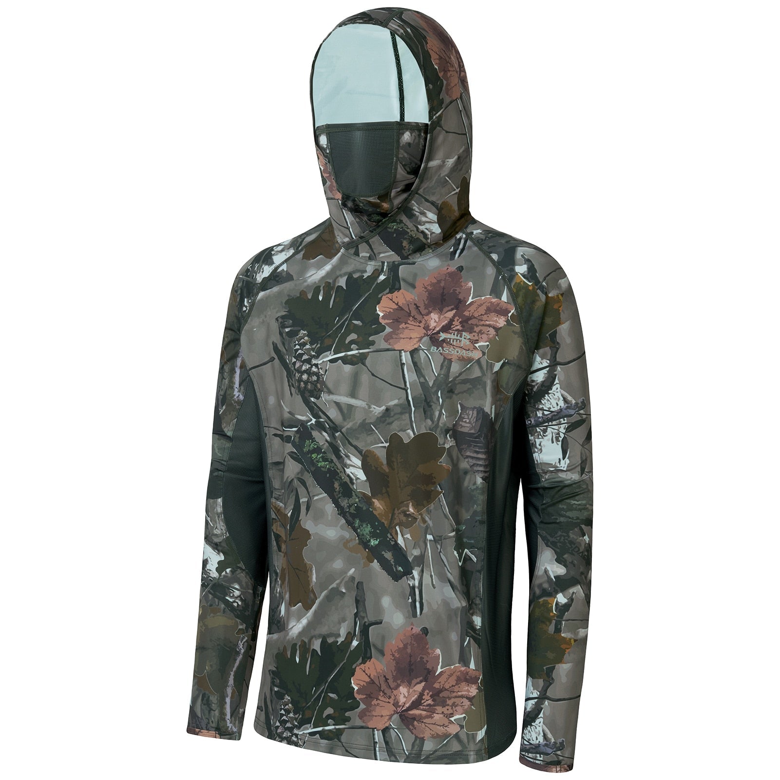 Camisa de Pesca Camo UV50+ com Capuz e Máscara