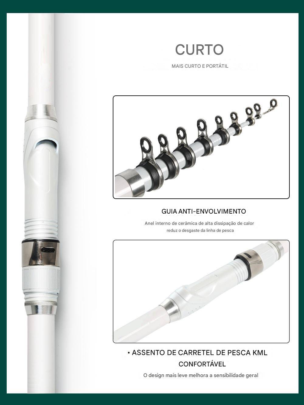 Vara de Pesca Telescópica de Fibra de Carbono