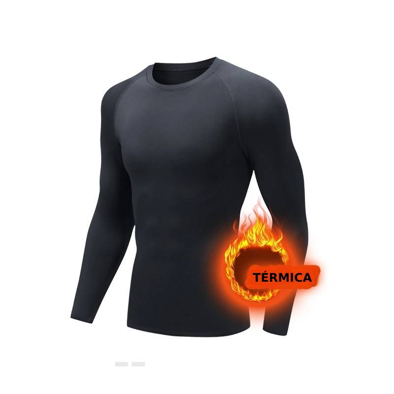 T-Shirt de Compressão Térmica de Manga Longa Masculina