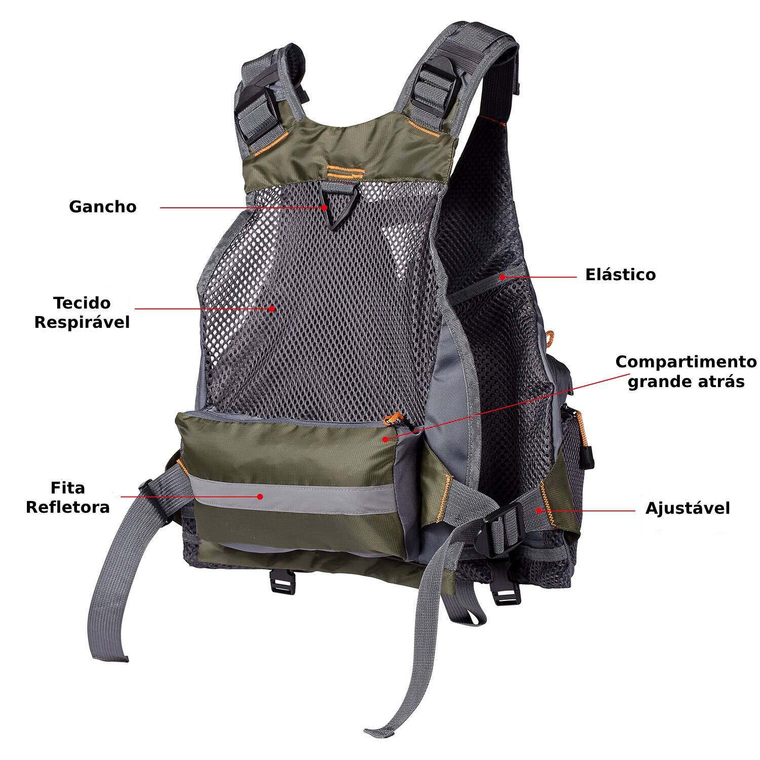 Colete de Pesca Respirável Ajustável