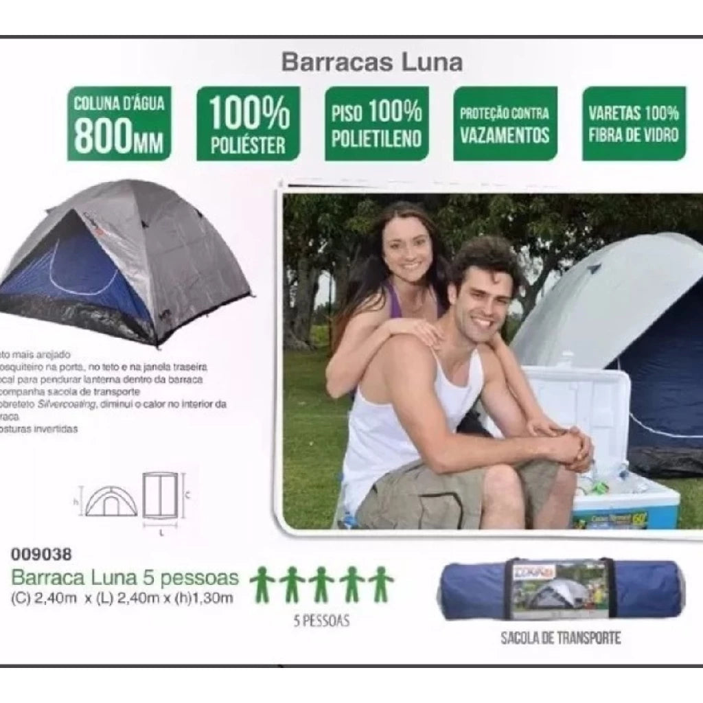 Barraca 5 Lugares Luna + Colchão Casal + Bomba De Pé Camping