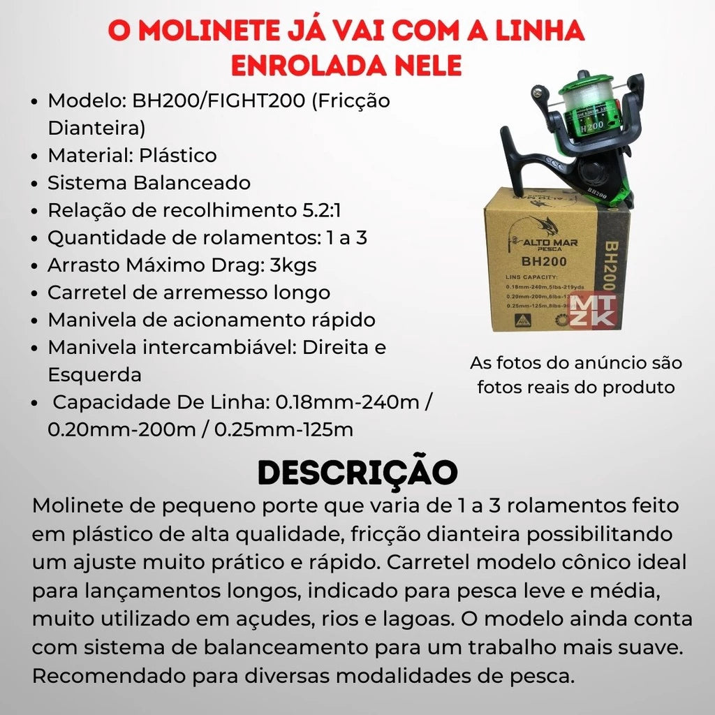 Kit De Pesca Completo 1 Vara Telescópica 12 Lbs + 1 Molinete Com Linha