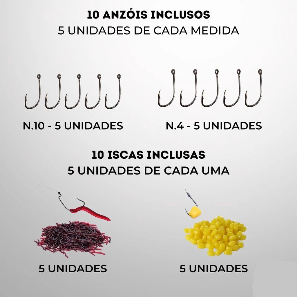 Kit De Pesca Completo 1 Vara Telescópica 12 Lbs + 1 Molinete Com Linha