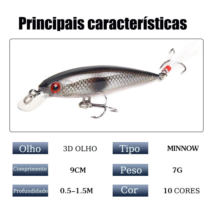 Kit 10 Isca Artificial Com Pena