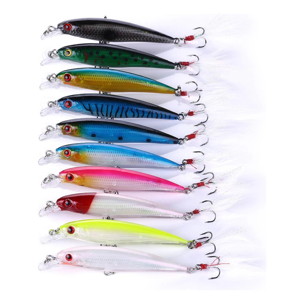 Kit 10 Isca Artificial Com Pena