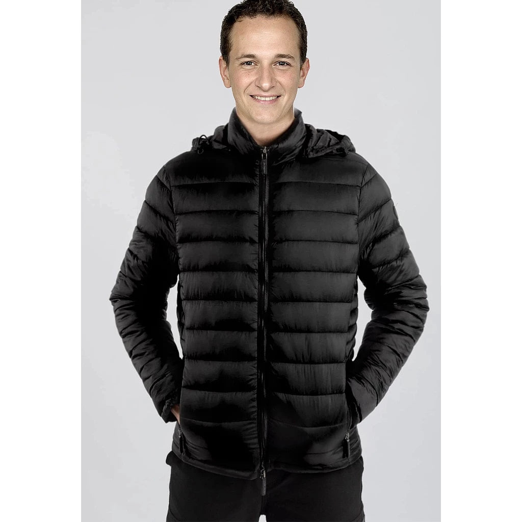 Jaqueta Impermeável Nylon Puffer Masculino com Bolsos e Capuz