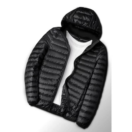 Jaqueta Impermeável Nylon Puffer Masculino com Bolsos e Capuz