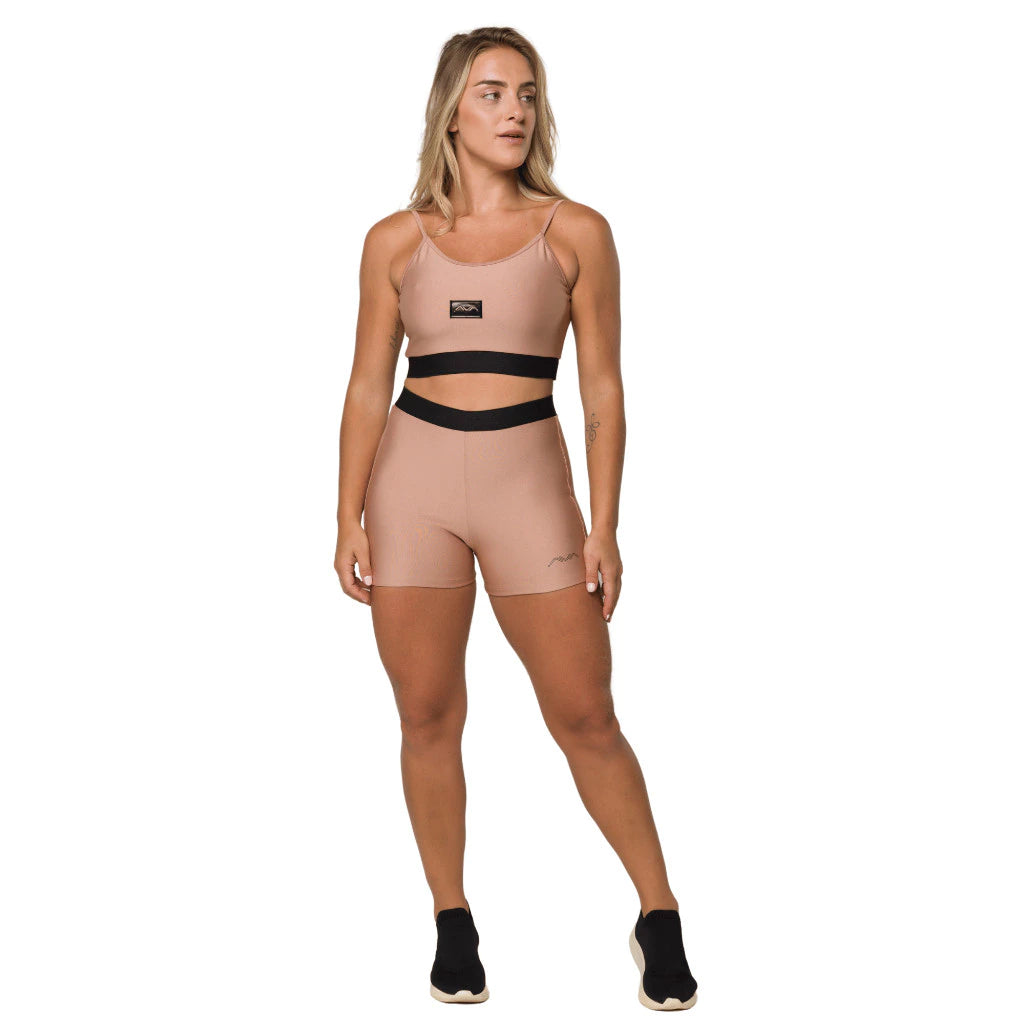 Conjunto Feminino Academia Suplex Top e Short Com Elástico