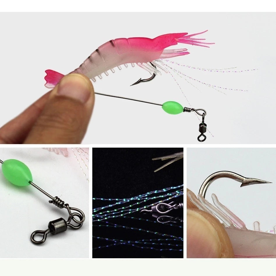 Kit 5 Iscas Artificiais Camarão Com Anzol