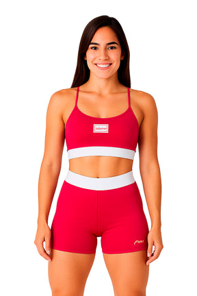 Conjunto Feminino Academia Suplex Top e Short Com Elástico