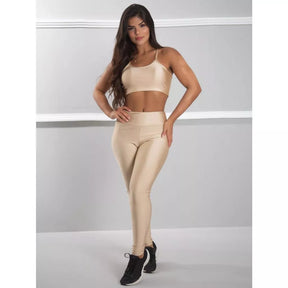 Conjunto Feminino Brilhoso Academia Fitness