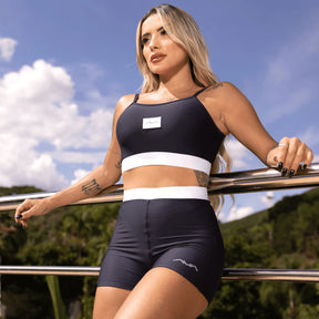 Conjunto Feminino Academia Suplex Top e Short Com Elástico