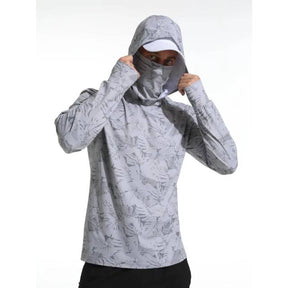 Camisa de Pesca Masculina com Capuz e Máscara