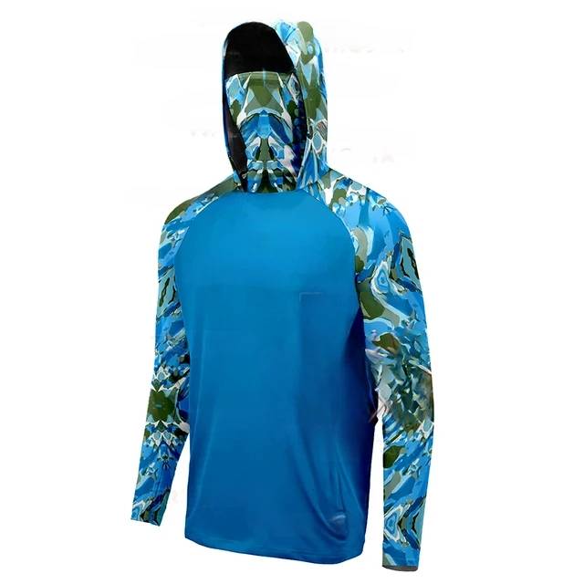 Camisa de Pesca Masculina com Capuz e Máscara