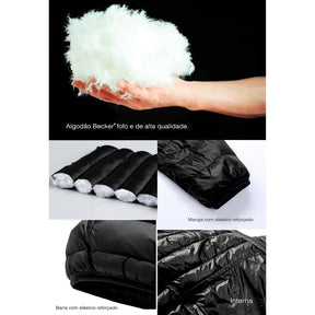 Jaqueta Impermeável Nylon Puffer Masculino com Bolsos e Capuz
